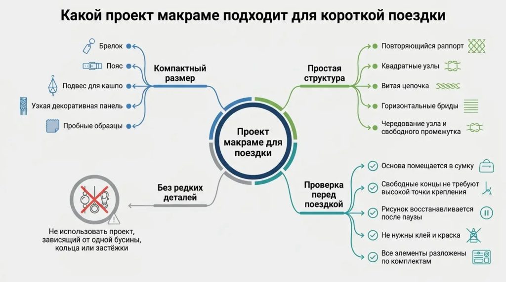 Какой проект макраме подходит для короткой поездки